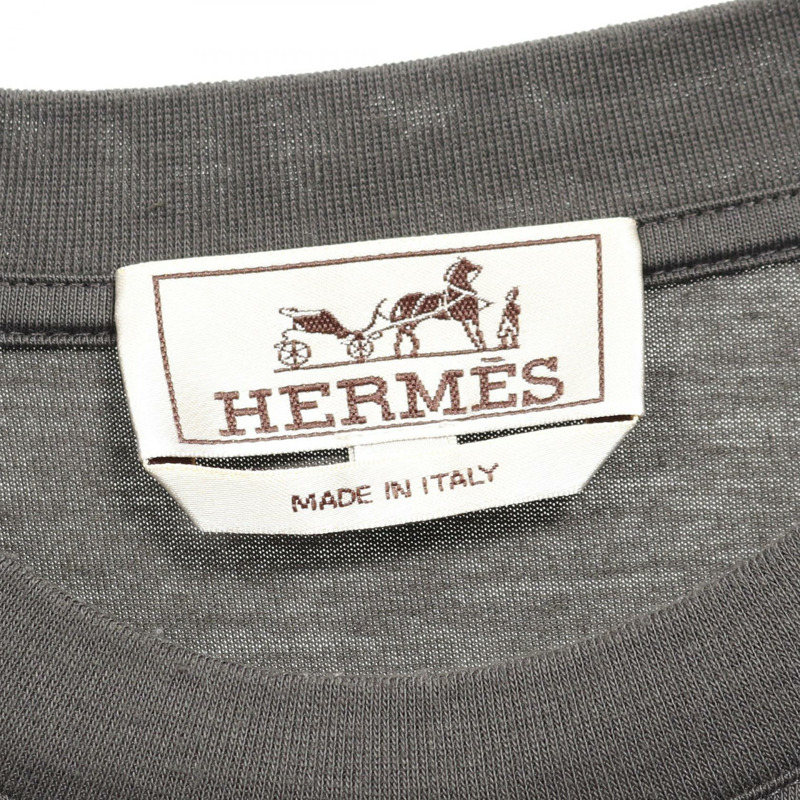 HERMES Chevaux en Symetrie 3D T 卹棉質灰色二手男款 L 碼-2