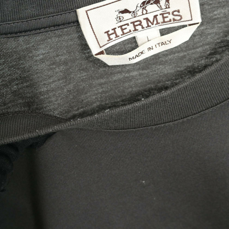 HERMES Chevaux en Symetrie 3D T 卹棉質灰色二手男款 L 碼-5