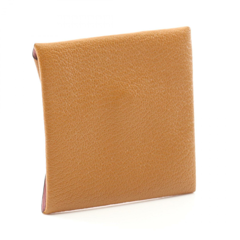 HERMES Bastia Verso 零錢包 Chevre 皮革玫瑰五彩紙屑芝麻二手 SHW Z-1