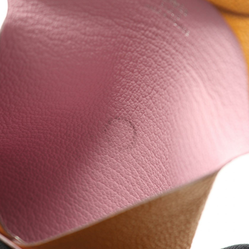 HERMES Bastia Verso 零錢包 Chevre 皮革玫瑰五彩紙屑芝麻二手 SHW Z-5