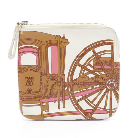 HERMES 手提包 BALADE EN BERLINE 小袋 Swift 皮革 白色粉紅色 二手 SHW D