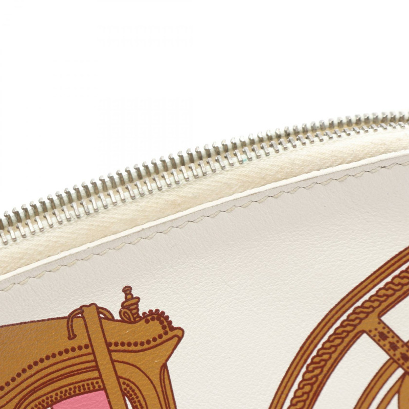 HERMES 手提包 BALADE EN BERLINE 小袋 Swift 皮革 白色粉紅色 二手 SHW D-8