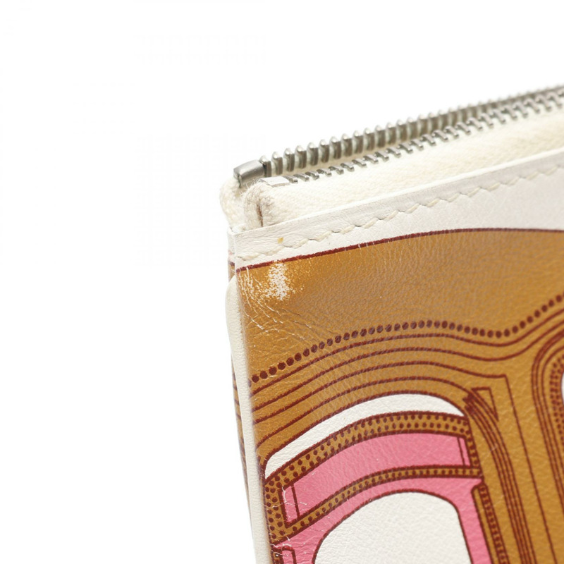 HERMES 手提包 BALADE EN BERLINE 小袋 Swift 皮革 白色粉紅色 二手 SHW D-9