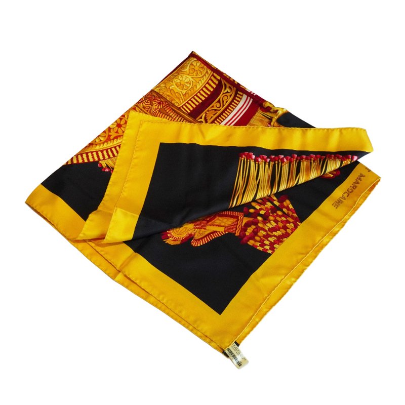 Hermes Carre 宮廷風格馬鞍圖騰絲巾/方巾-90cm(紫/黃/紅)-2