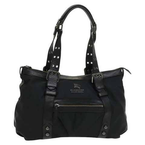 BURBERRY 藍色標籤手提包尼龍黑色正品 bs27134