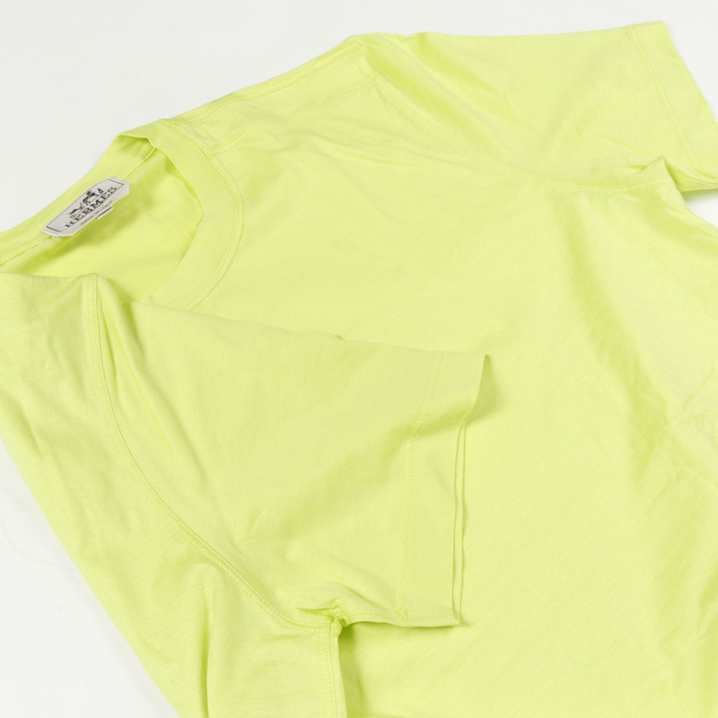 愛馬仕 H 肩 T 卹,半袖,純棉,綠色,二手,男士 M 碼-4