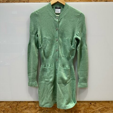 【美收精品】CHANEL綠色銀釦外套 3-240