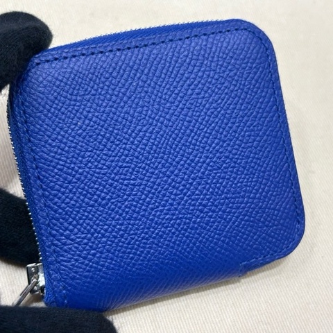 hermes 深藍色絲巾零錢包