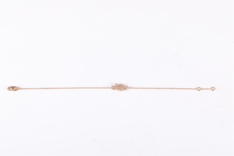 Fred（斐登）Force 10 馬蹄扣 手鏈 小號 12.5mm 滿鑽 18K玫瑰金 S-M碼-5