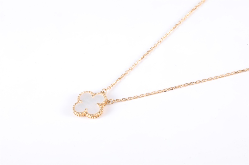 VAN CLEEF&ARPELS(梵克雅寶) Vintage Alhambra 中號單花項鏈 新扣 18K黃金/白貝母 項鏈 黃金-1