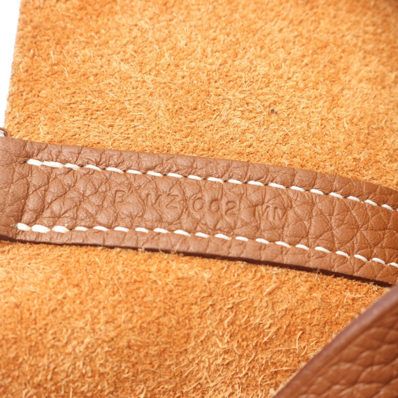 愛馬仕 Picotin Lock 中型手提包 Clemence 皮革 棕色 金色 二手 女款 B SHW-4