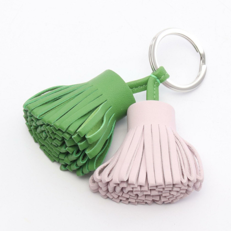 愛馬仕 Carmen Unodos 吊飾 Agneau milo 皮革 綠色 粉紅色 二手 女士 SHW-0