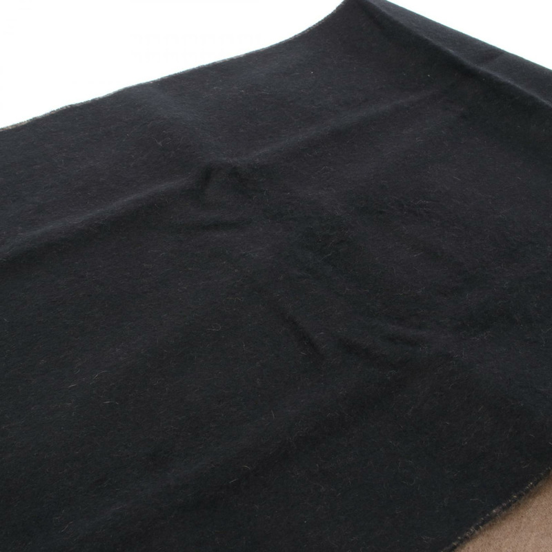 愛馬仕 Recto Verso 羊絨圍巾,黑色/棕色,二手,男女通用-2