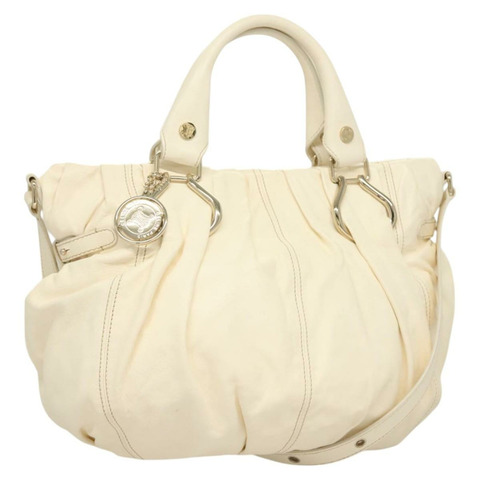 CELINE 手提包 皮革 2 用 白金色 正品 bs27033