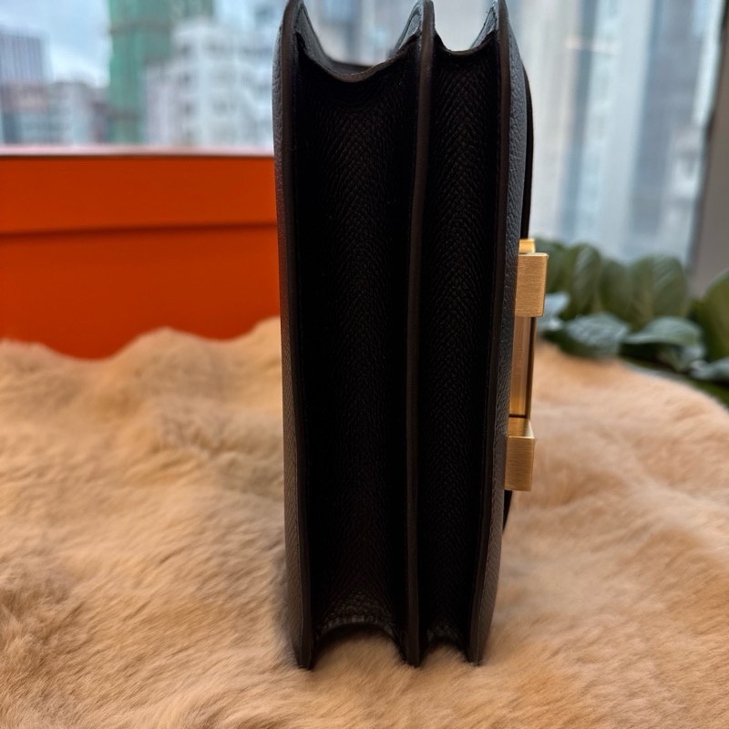 HERMES Constance mini 黑金 磨砂金釦epsom stamp K-2