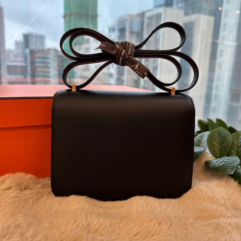 HERMES Constance mini 黑金 磨砂金釦epsom stamp K-7