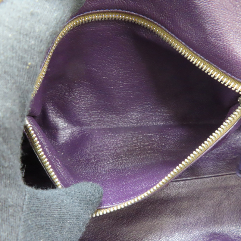 紫色 皮革 帆布 肩背包-6