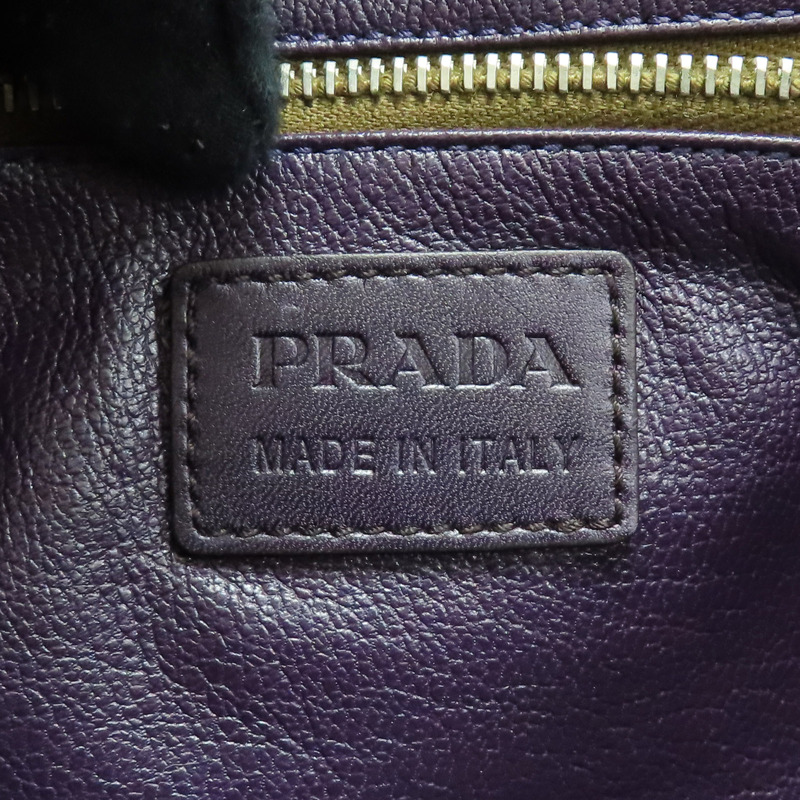 紫色 皮革 帆布 肩背包-9