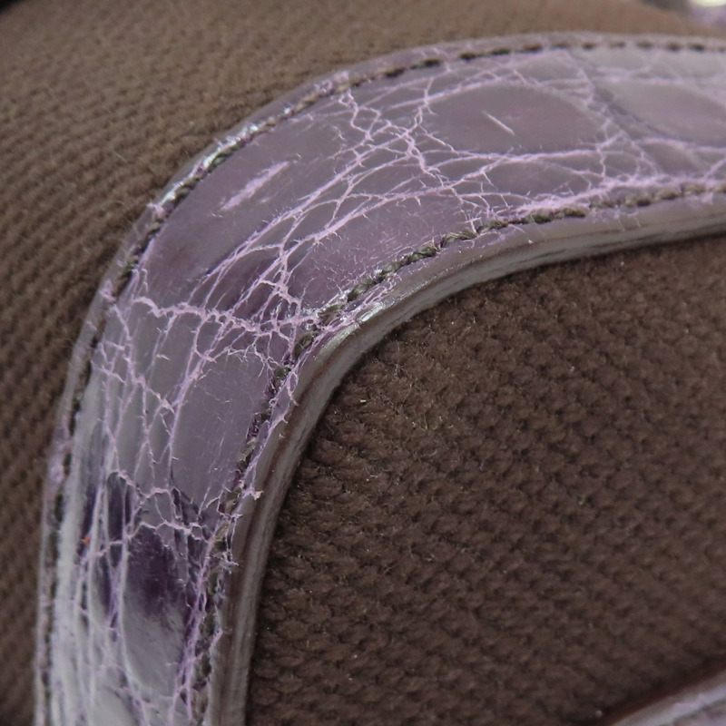 紫色 皮革 帆布 肩背包-15