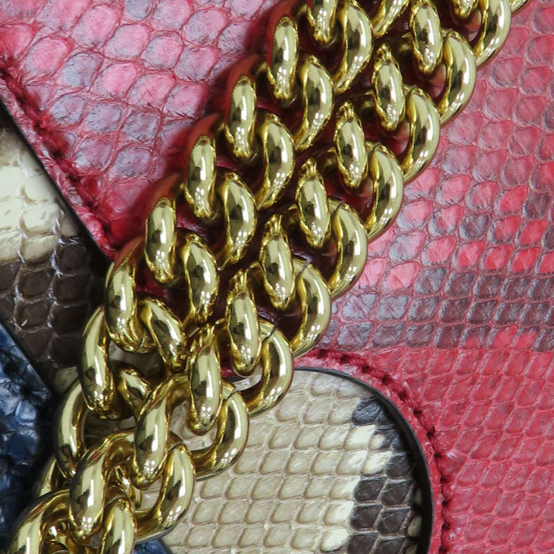 藍紅 蛇皮 皮革 PADLOCK 肩背包 409486-14