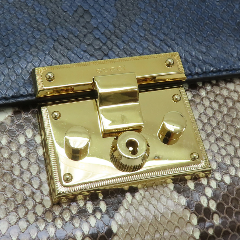 藍紅 蛇皮 皮革 PADLOCK 肩背包 409486-15