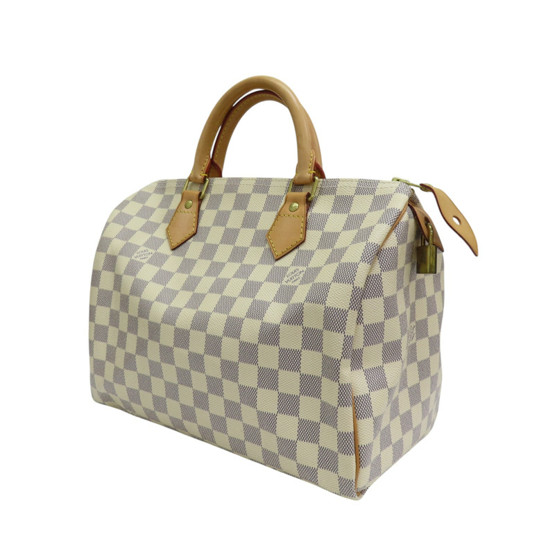 白色 棋盤格帆布 Speedy30 手提包 N41533-2