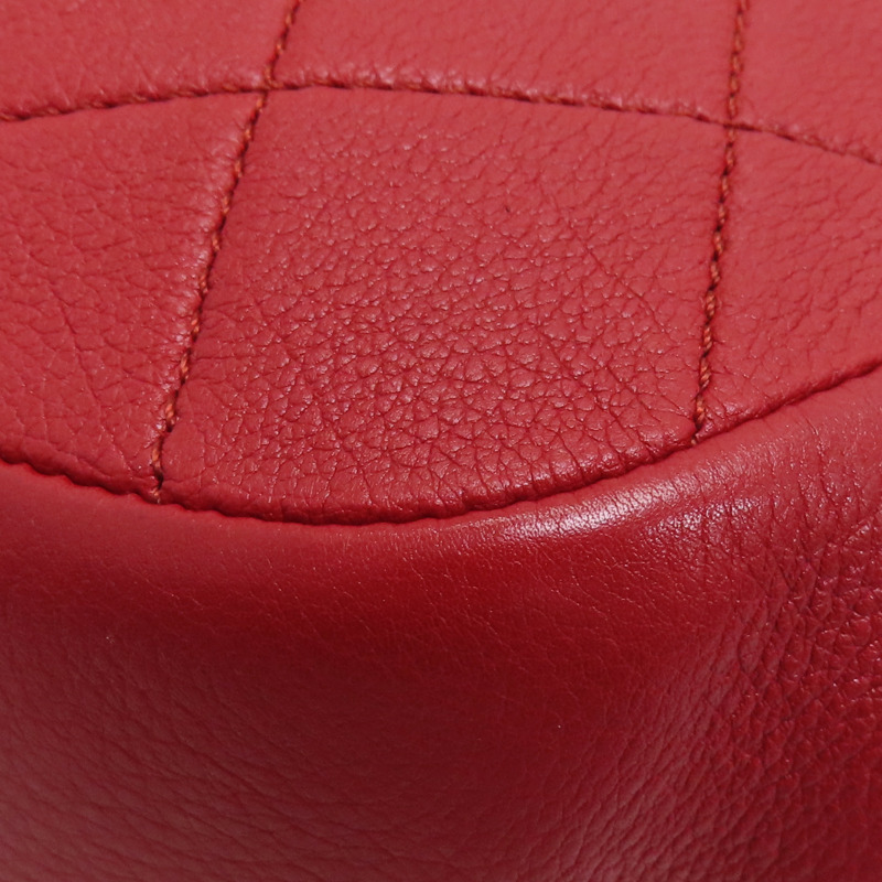 紅色 菱格紋 牛皮 鍊帶 肩背包-14