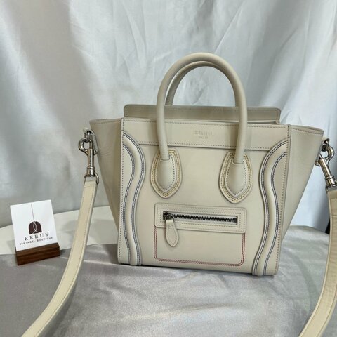 CELINE 白皮革冏包NANO
