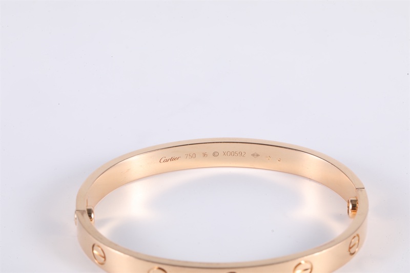 CARTIER(卡地亞) LOVE 18K金 寬版手鐲 18K玫瑰金 16號 玫瑰金-3
