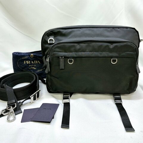 PRADA 尼龍雙層子母郵差側背包