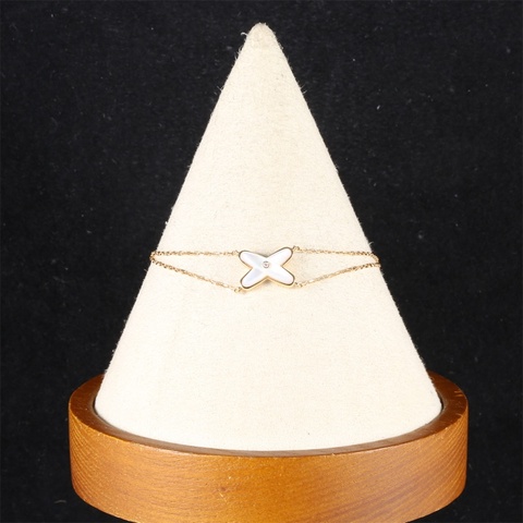 CHAUMET(尚美巴黎) Juxe De Liens 歡緣 小叉手鏈 珍珠母貝 單鑽 18K玫瑰金 S-M碼