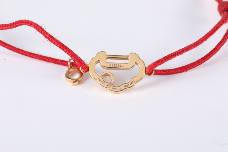 Qeelin(麒麟珠寶)  18K玫瑰金 鑽石 玫瑰金 如意鎖紅色手繩 18K-3