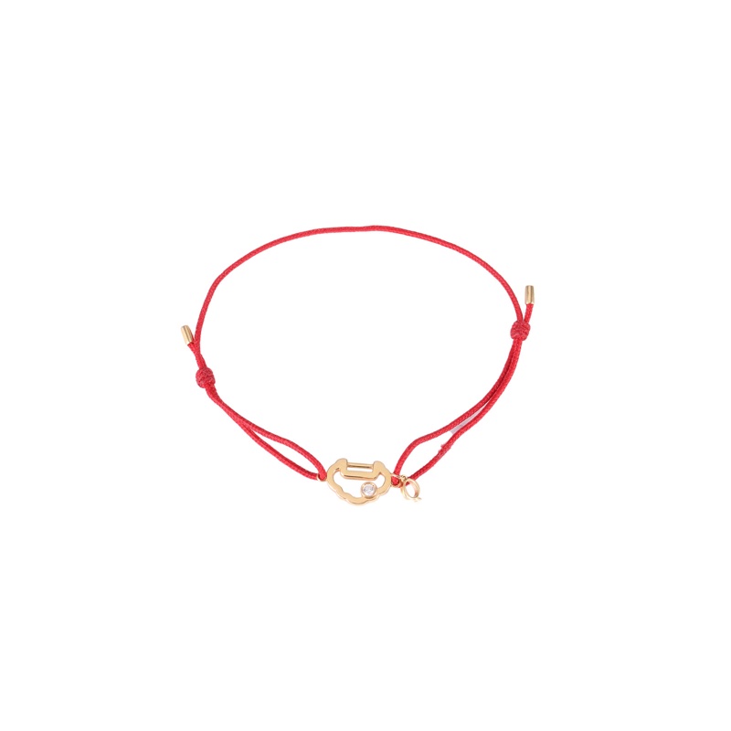 Qeelin(麒麟珠寶)  18K玫瑰金 鑽石 玫瑰金 如意鎖紅色手繩 18K-4