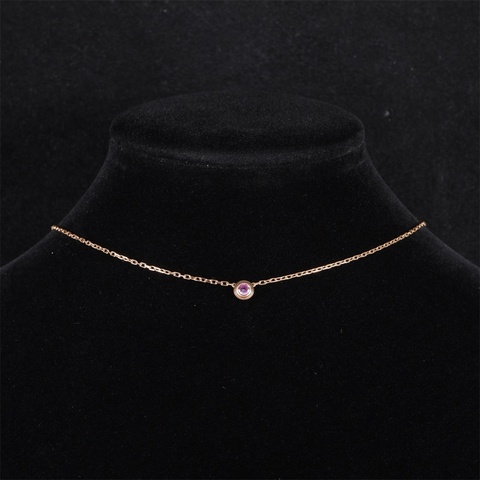 CARTIER(卡地亞)  18K玫瑰金 飛碟系列 單鑽 項鏈 粉鑽