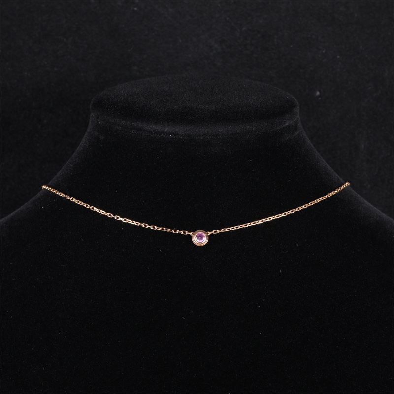 CARTIER(卡地亞)  18K玫瑰金 飛碟系列 單鑽 項鏈 粉鑽-0
