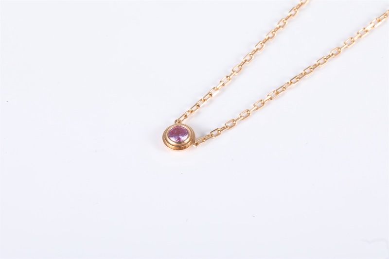 CARTIER(卡地亞)  18K玫瑰金 飛碟系列 單鑽 項鏈 粉鑽-2