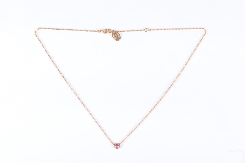 CARTIER(卡地亞)  18K玫瑰金 飛碟系列 單鑽 項鏈 粉鑽-5