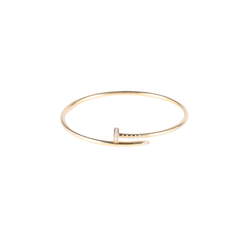 CARTIER(卡地亞) JUSTE UN CLOU 細版20鑽釘子手鐲 18K黃金/鑽石 18號 黃金 18K-5