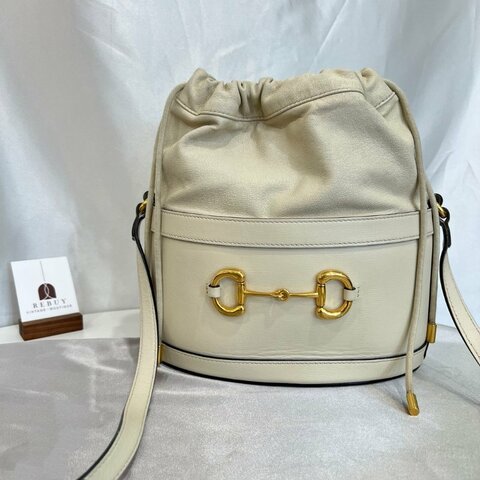 GUCCI 602118 白色1955抽繩水桶包