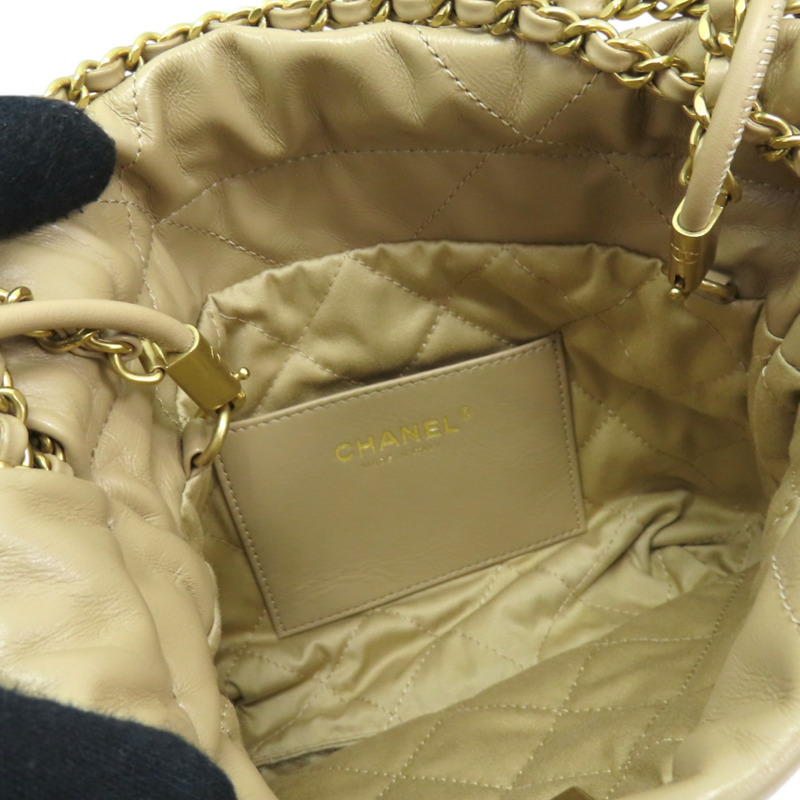 米色羊皮 CHANEL 22 MINI 兩用包 AS3980-4