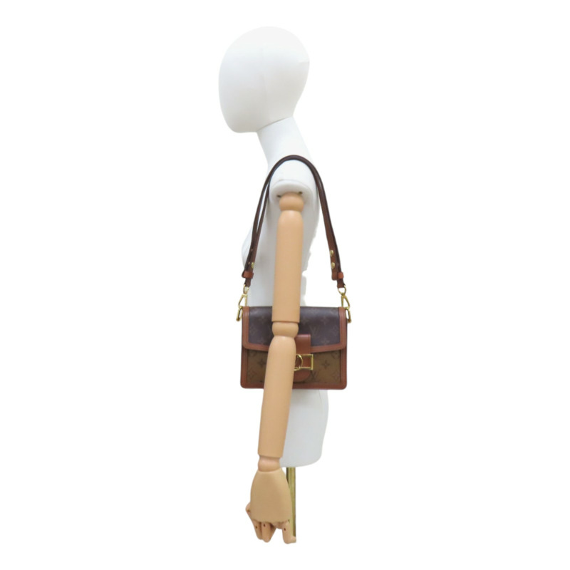 棕色 原花 帆布 Dauphine MiNi 肩背包 M45959-12