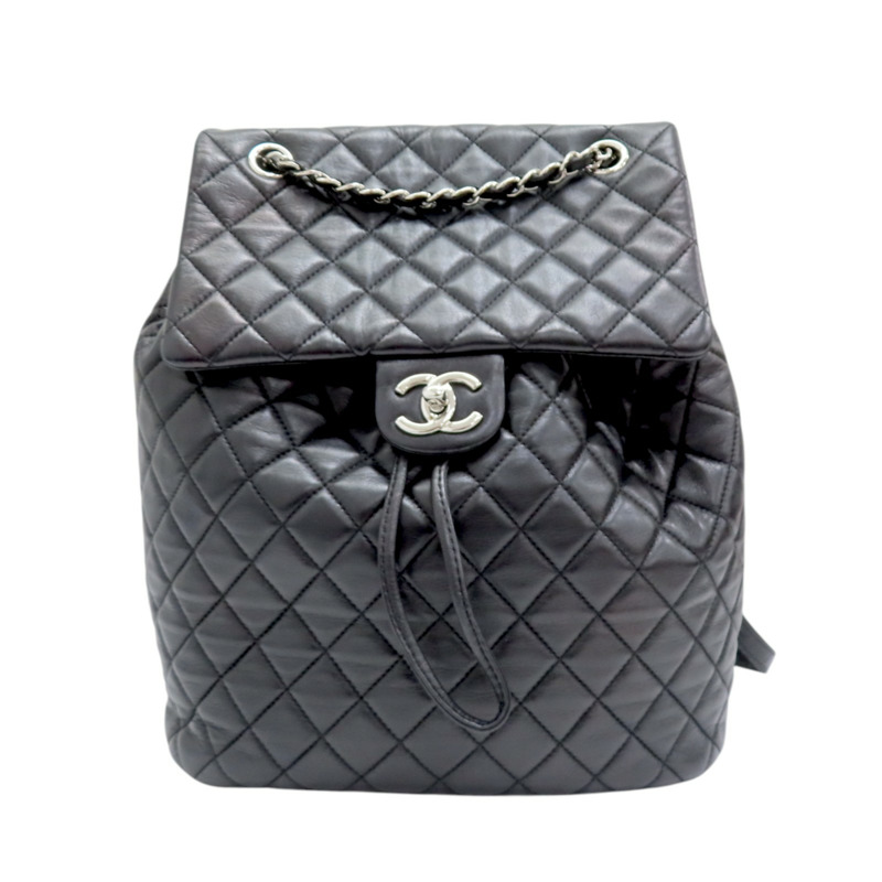 黑色 菱格紋羊皮 Urban Spirit 後背包【CHANEL 香奈兒】 A91122-0