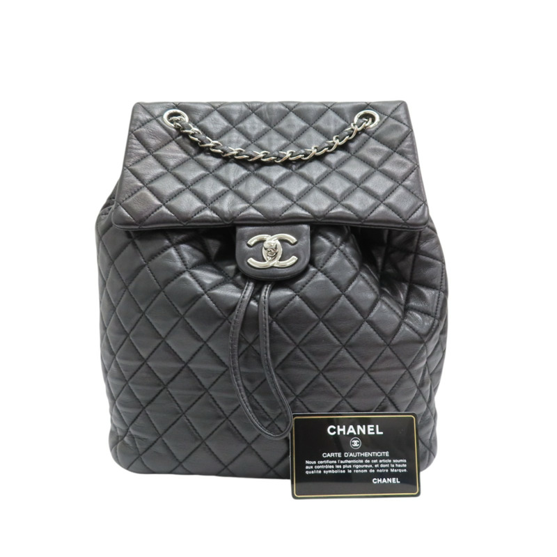 黑色 菱格紋羊皮 Urban Spirit 後背包【CHANEL 香奈兒】 A91122-10