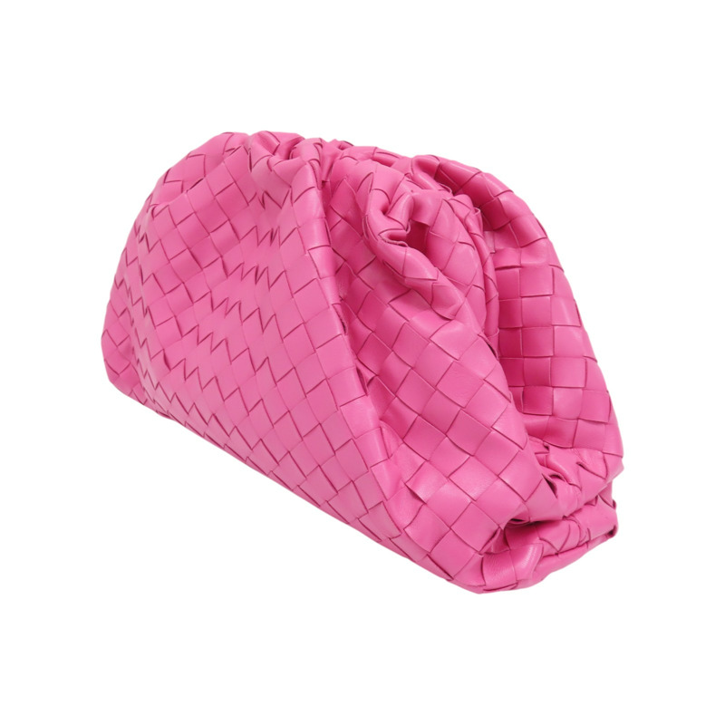 粉色 編織 羊皮 Woven Cloud 手拿包-2