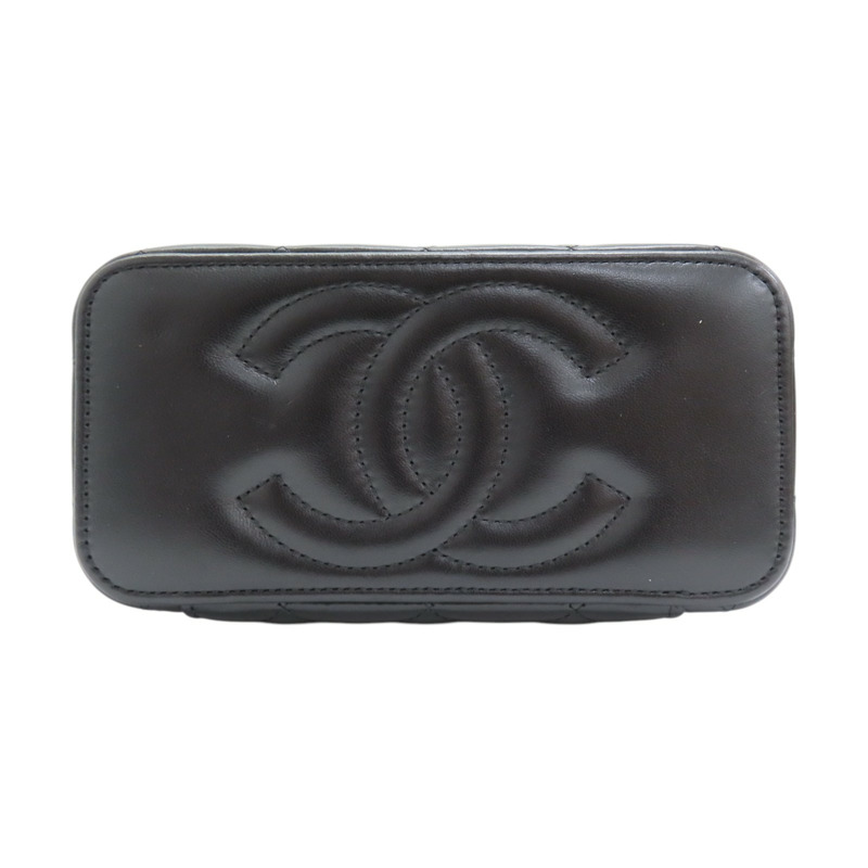 黑色 菱格紋 羊皮 Vanity Case 化妝箱 肩背包 AP1341-3