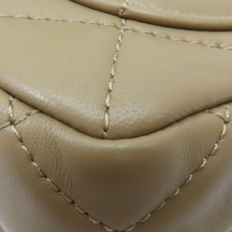 米色 菱格紋 羊皮 鍊帶 Pearl Crush 肩背包【CHANEL 香奈兒】 A35200-13