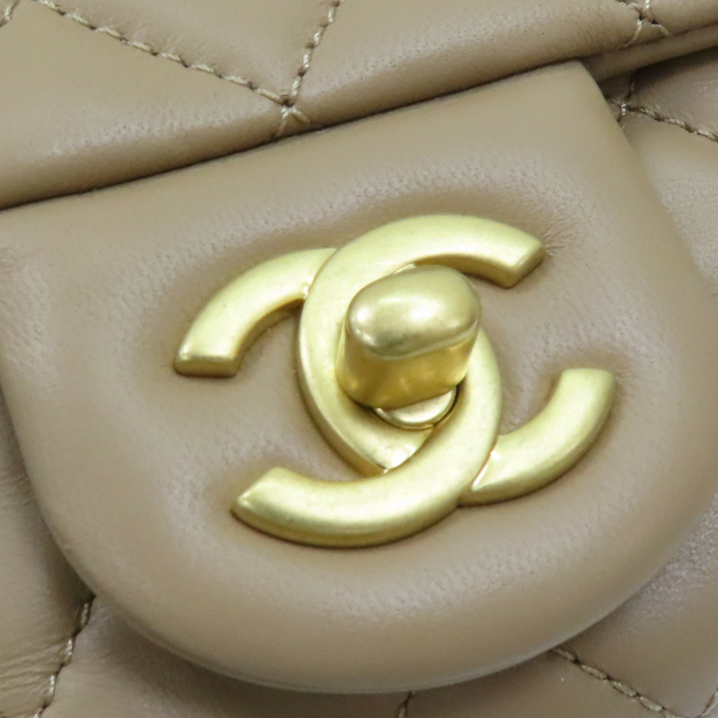 米色 菱格紋 羊皮 鍊帶 Pearl Crush 肩背包【CHANEL 香奈兒】 A35200-16