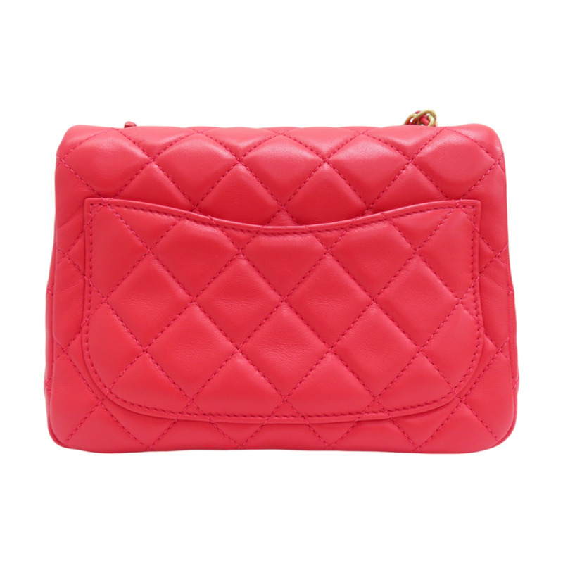 紅色 菱格紋 羊皮 鍊帶 COCO17 肩背包 A35200-1