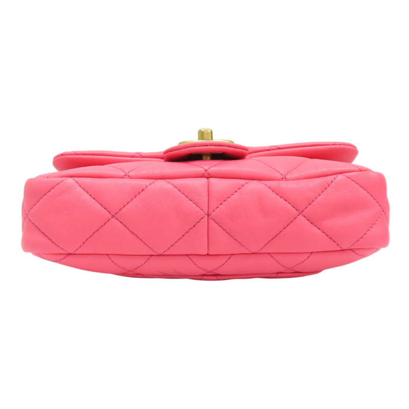 粉色 菱格紋 牛皮 鍊帶 Funky Town 肩背包 AS3214-3