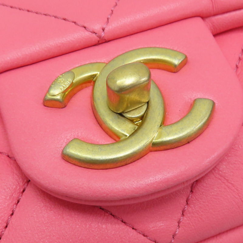 粉色 菱格紋 牛皮 鍊帶 Funky Town 肩背包 AS3214-16